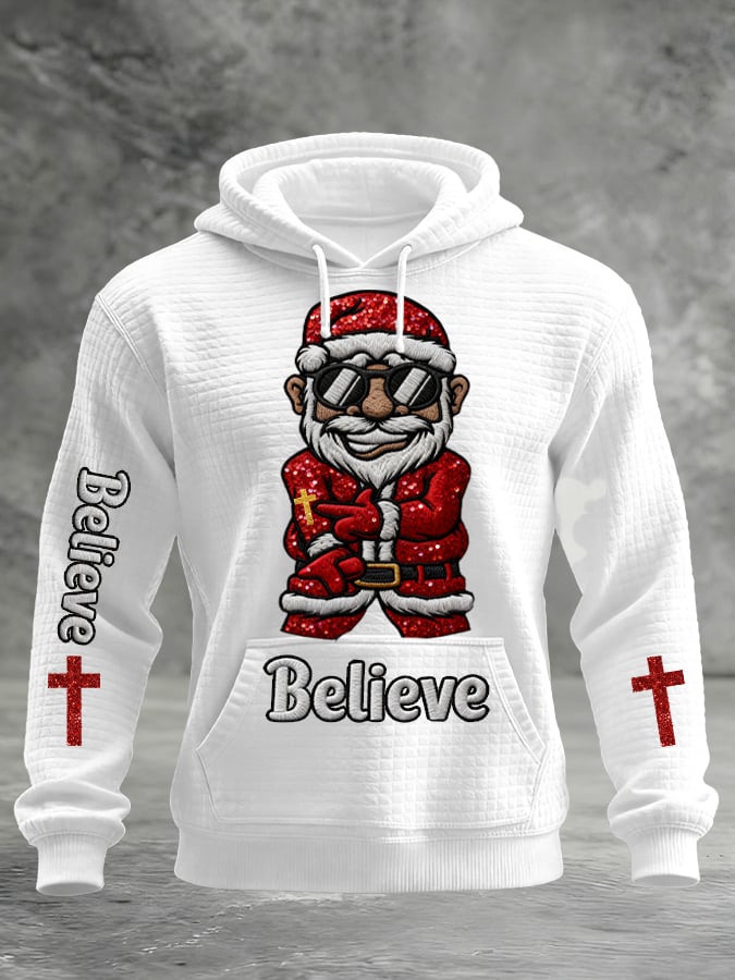 Men's Santa Claus Believe Print Hoodie