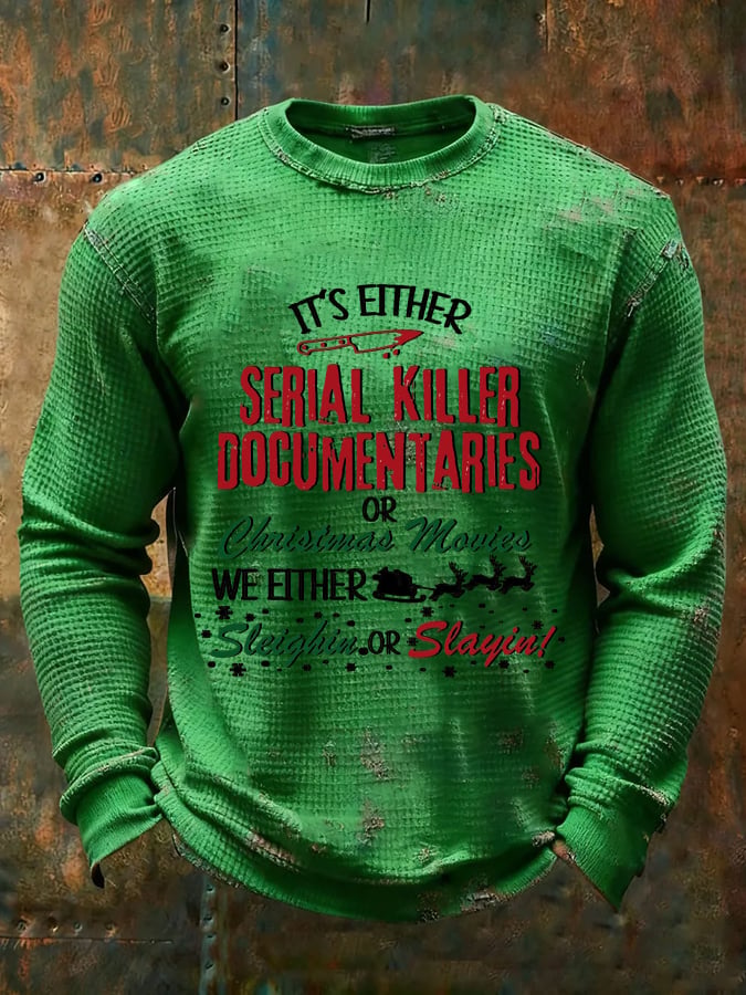 Men's Merry Christmas Printed Casual Long-Sleeved Top