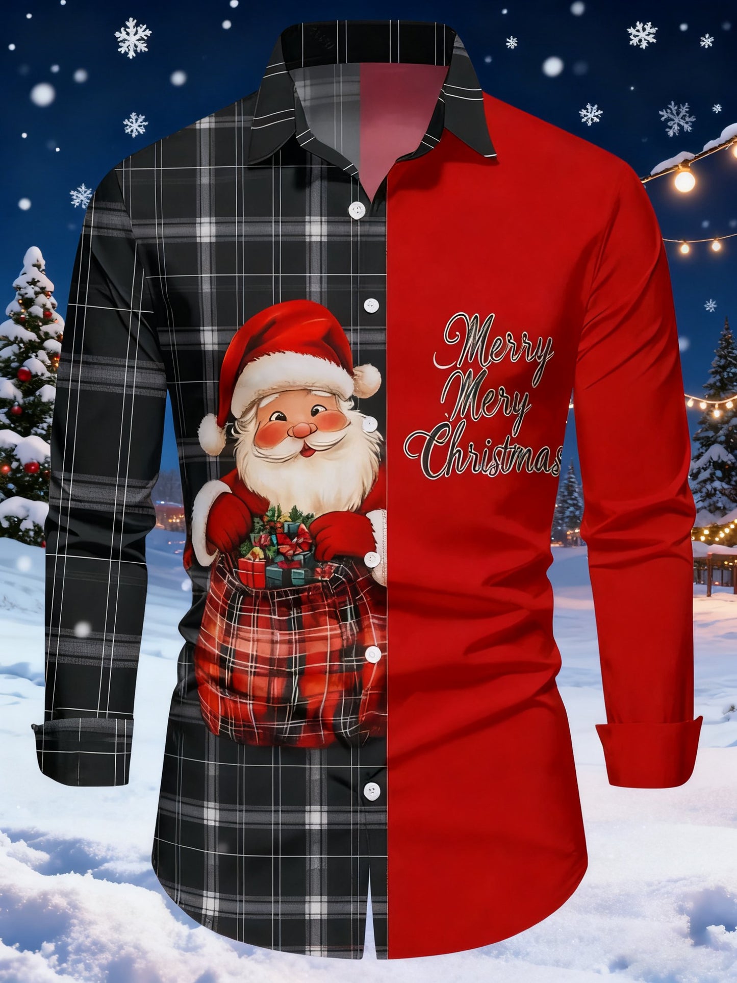 Men's Casual Christmas Long Sleeve Shirt