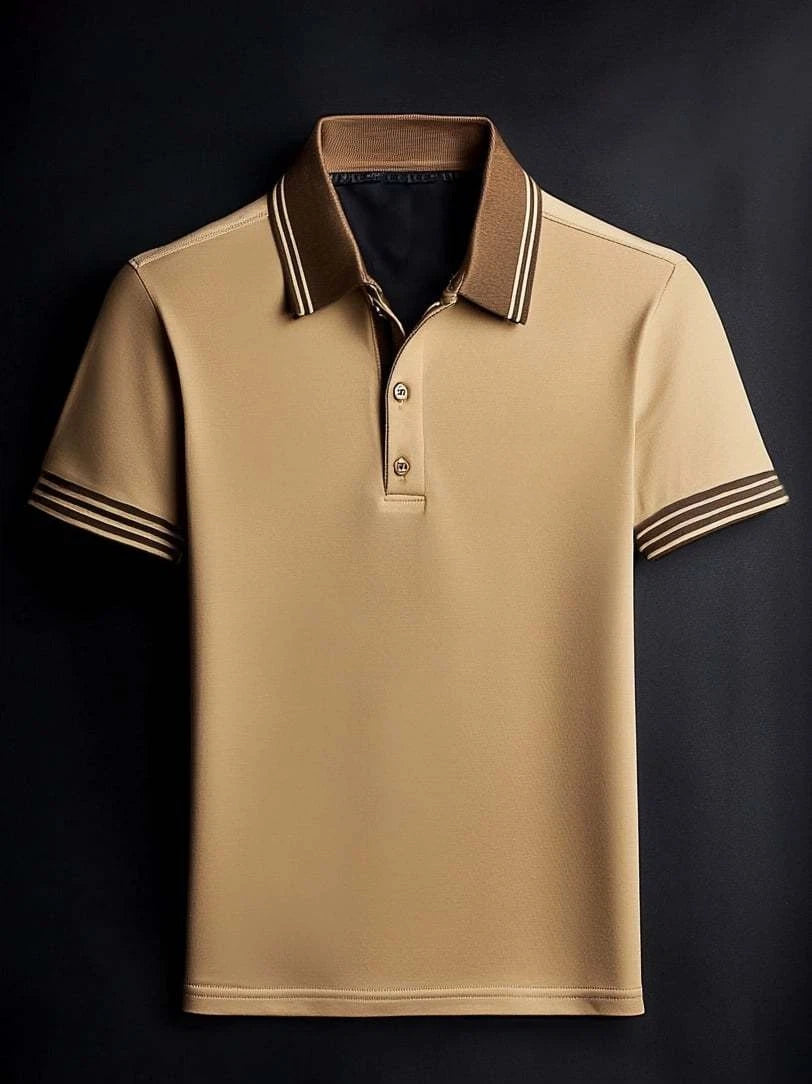 Men's Business Casual Button Short Sleeve Polo Shirt