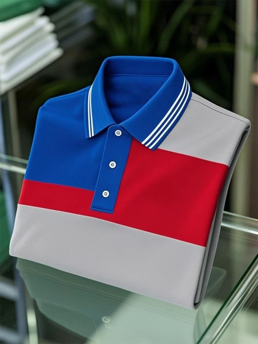 Men's Business Casual Button Short Sleeve Polo Shirt