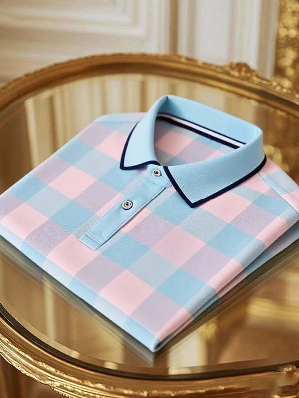 Men's Classic Business Logo Button Short Sleeve Polo Shirt
