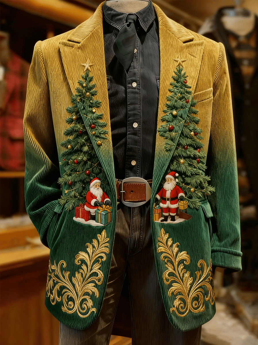 Men's fashionable Christmas evergreen lapel suit jacket