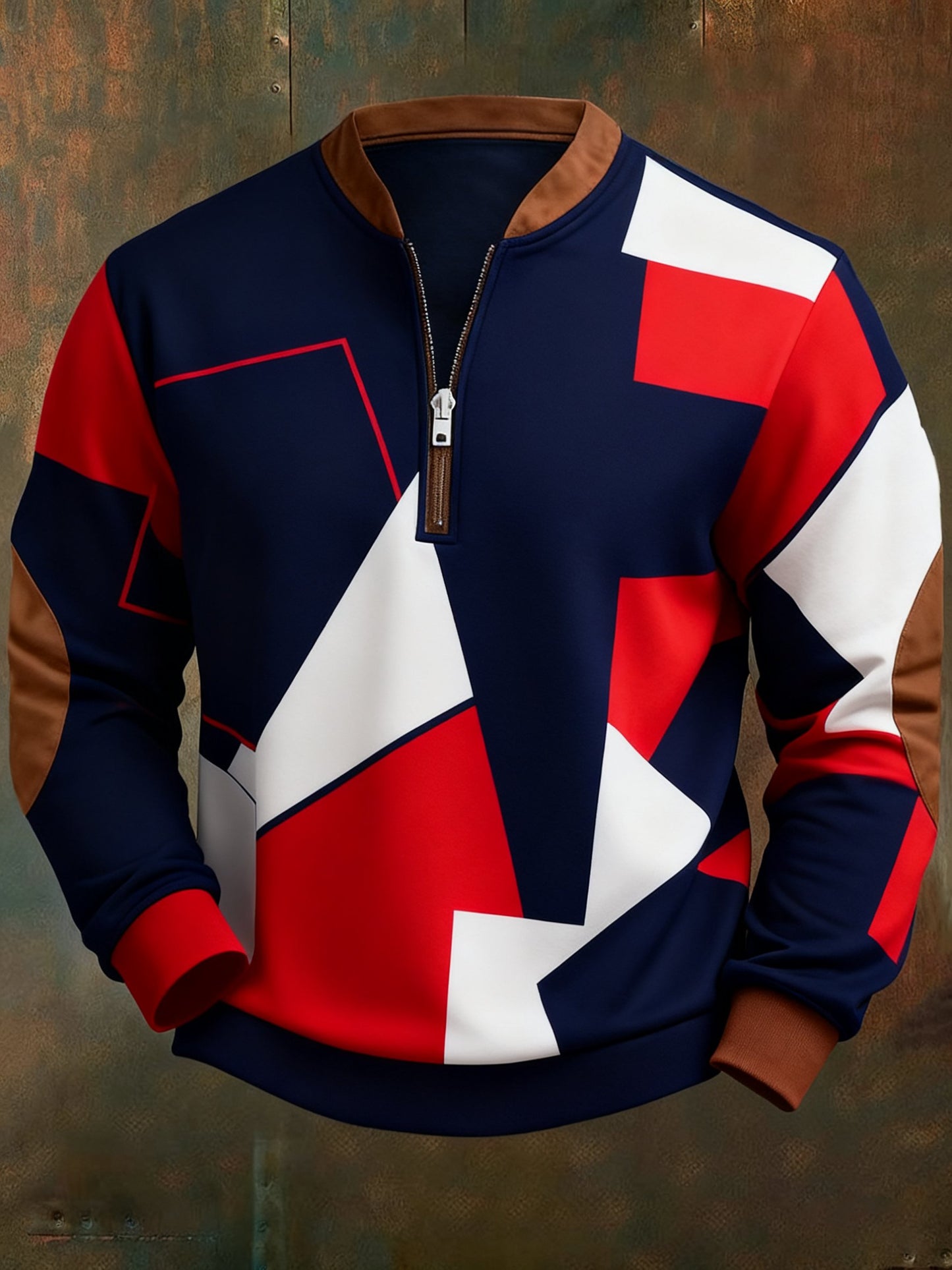Men's Casual Geometric Color Block Print Sweatshirt