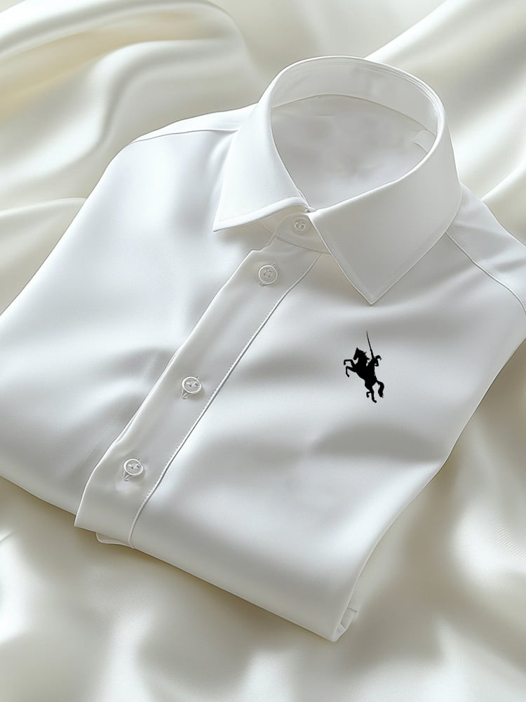 Men's Business Casual Logo Lapel Short Sleeve Shirt