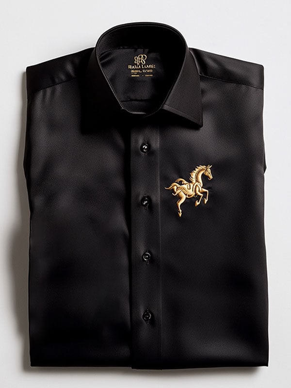 Men's Business Casual Logo Lapel Short Sleeve Shirt