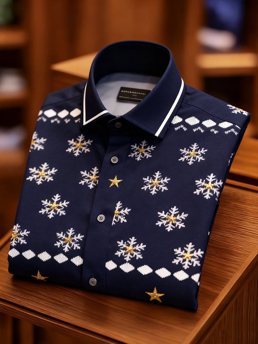 Men's Christmas Long Sleeve Button-Down Shirt
