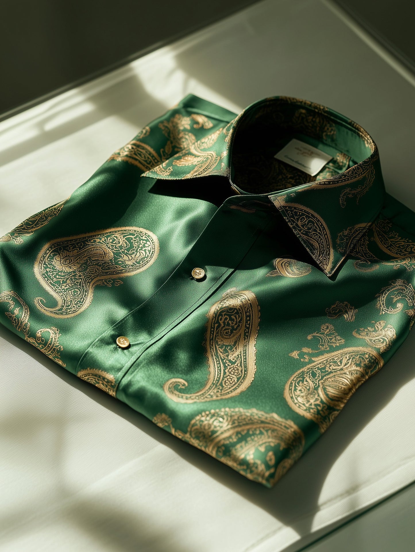 Men's Business Casual Italy Paisley Old Money Lapel Short Sleeve Shirt