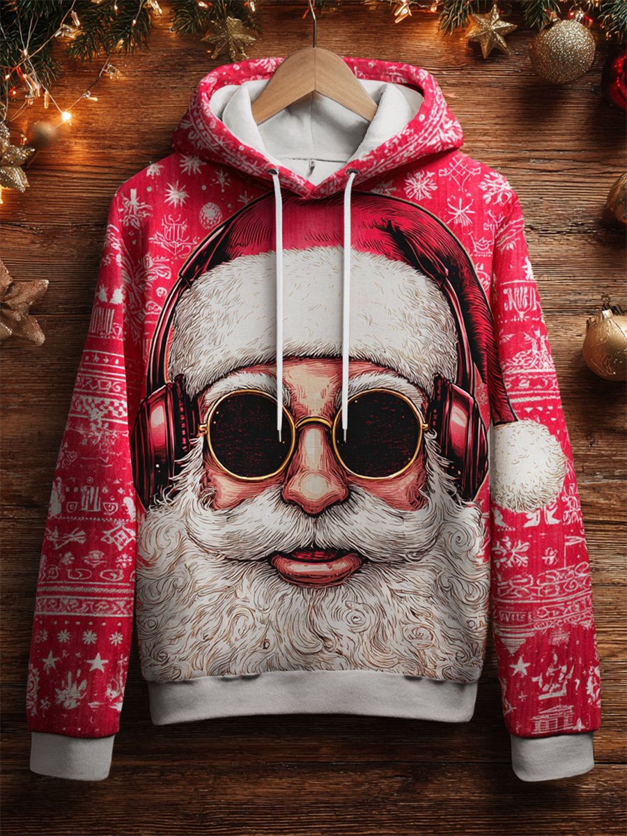 Men's Retro Santa Claus Music Hoodie