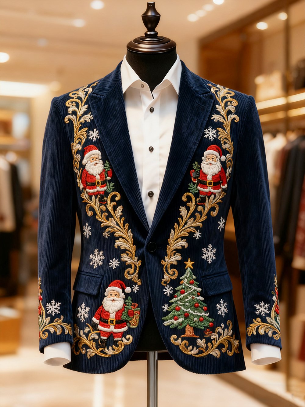 Men's Vintage Casual Christmas Party Corduroy Blazer