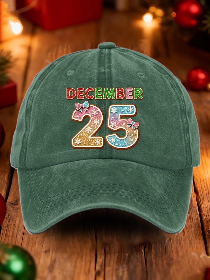 Retro Christmas December 25 Print Baseball Cap