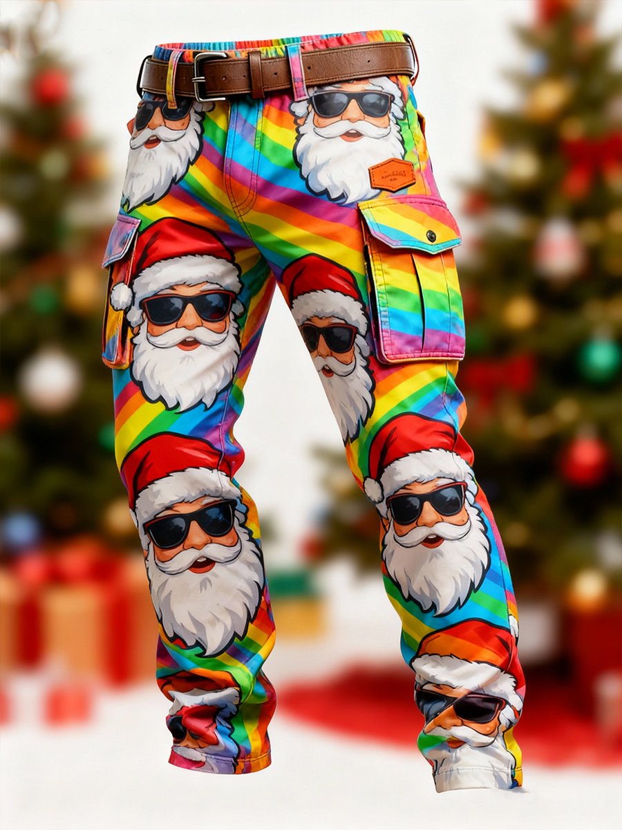 Men's Christmas Rainbow Saviour Print Cargo Pants