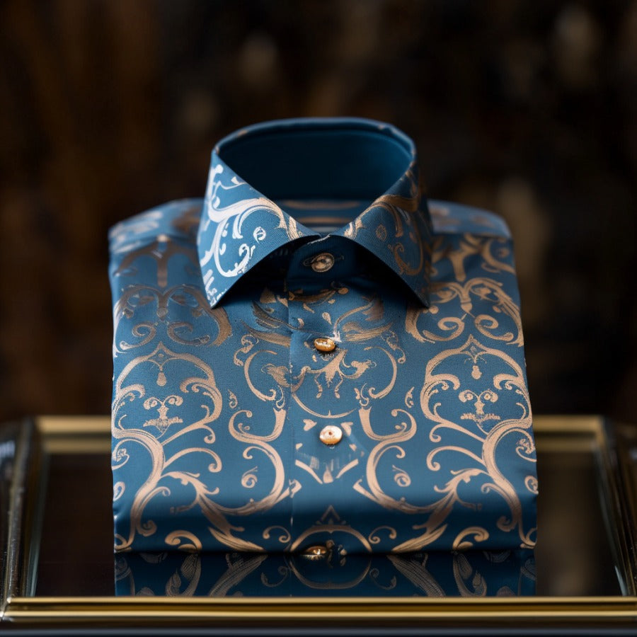 Scrollwork Luxury men's fashion high quality long sleeve shirt
