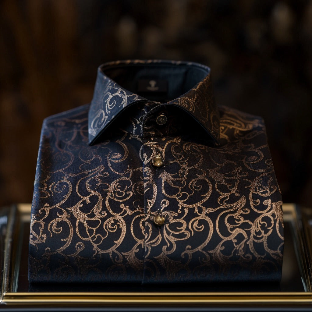 Scrollwork Luxury men's fashion high quality long sleeve shirt