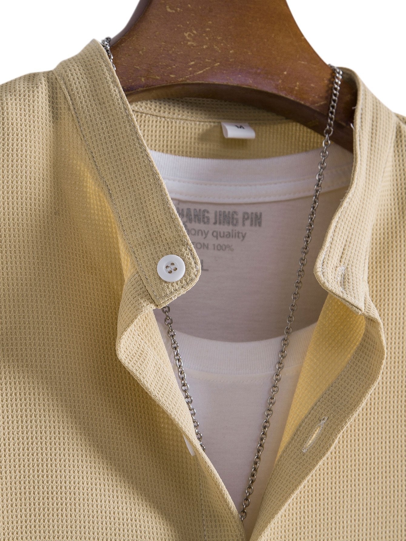 Waffle Stand Collar Shirt
