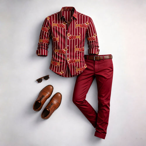 Men's Dachshund Long-Sleeve Shirt and Pants Set