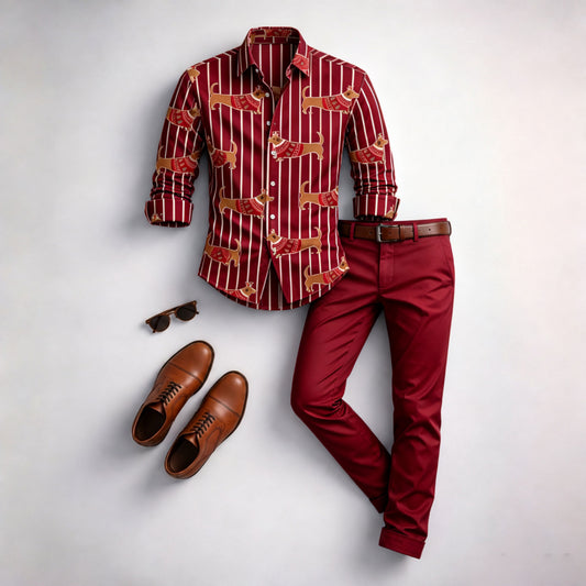 Men's Dachshund Long-Sleeve Shirt and Pants Set