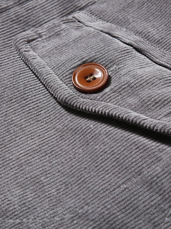 Men's Vintage Thick Warm Lambswool Lapel Corduroy Jacket