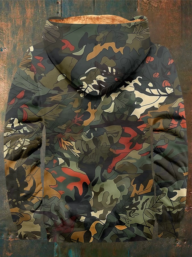 Men's Vintage Camouflage Outdoor Fleece Pocket Jacket