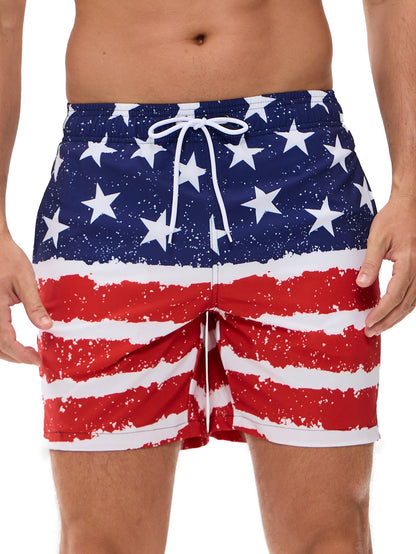 2 In 1 Stars And Stripes Print Swim Shorts