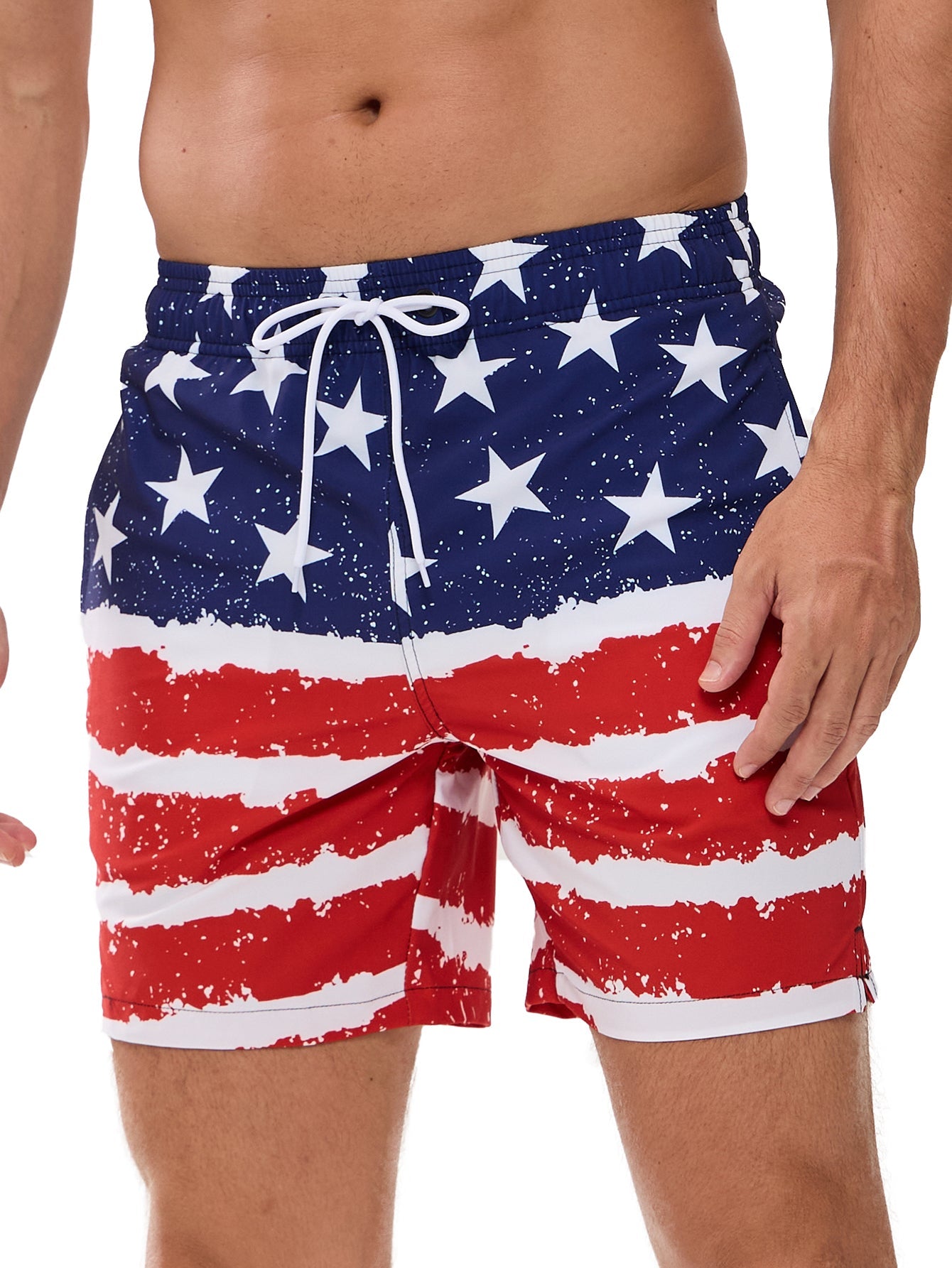 2 In 1 Stars And Stripes Print Swim Shorts