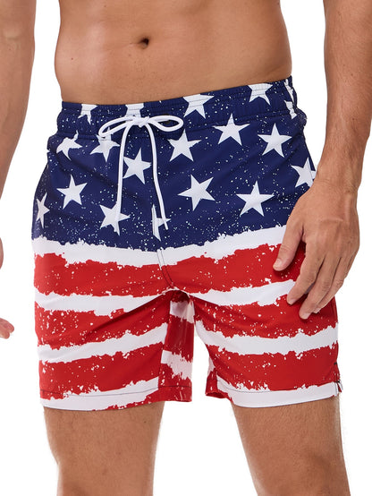 2 In 1 Stars And Stripes Print Swim Shorts