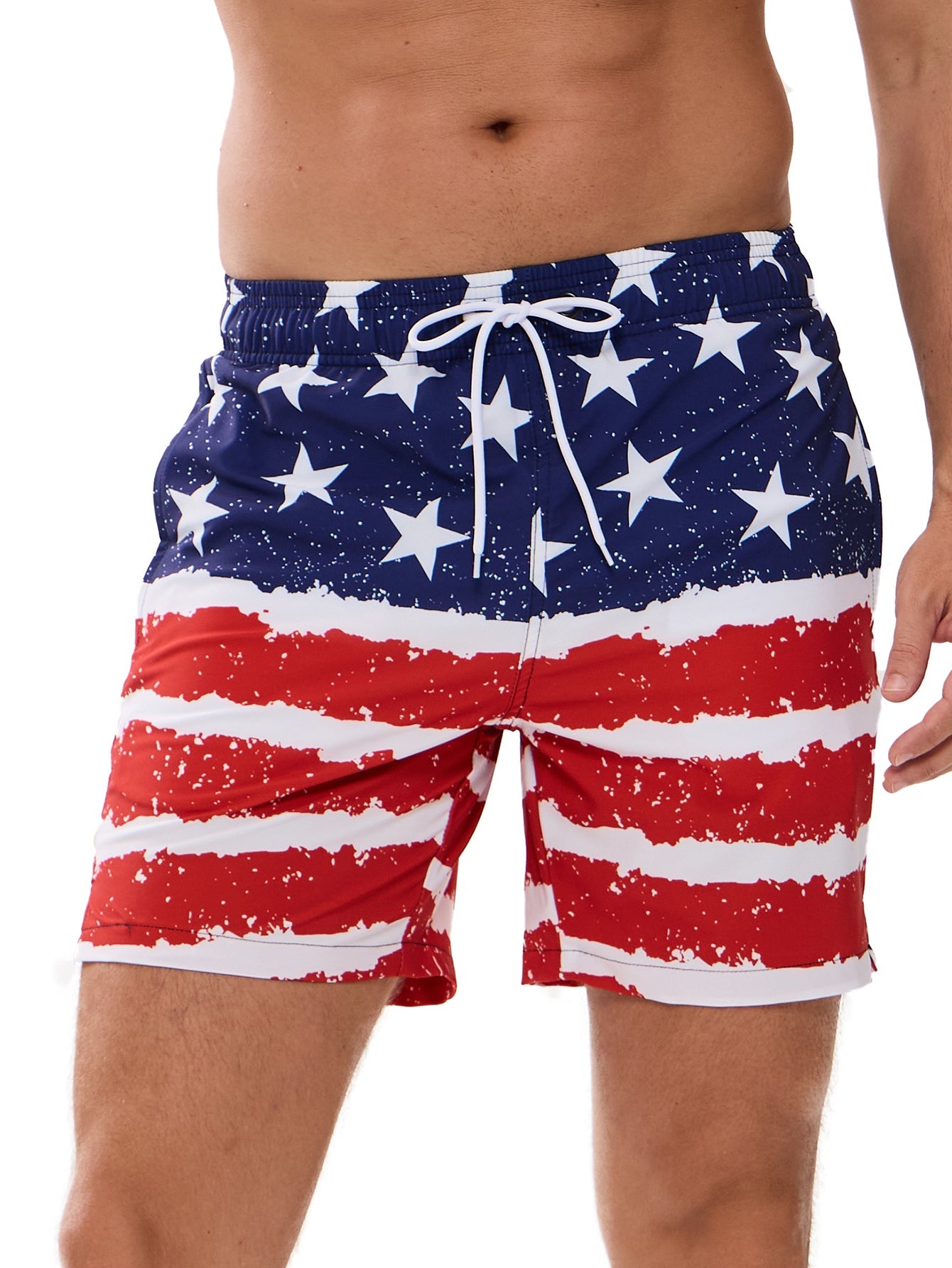 2 In 1 Stars And Stripes Print Swim Shorts