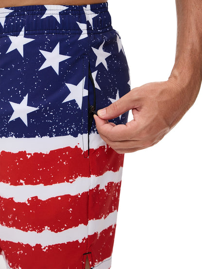 2 In 1 Stars And Stripes Print Swim Shorts