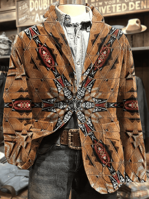 Men's Aztec Art Print Casual Coat