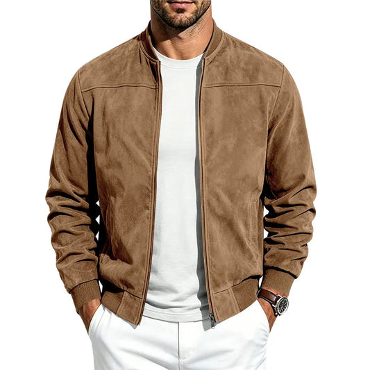 Men's Suede Long Sleeve Full-Zip Jacket