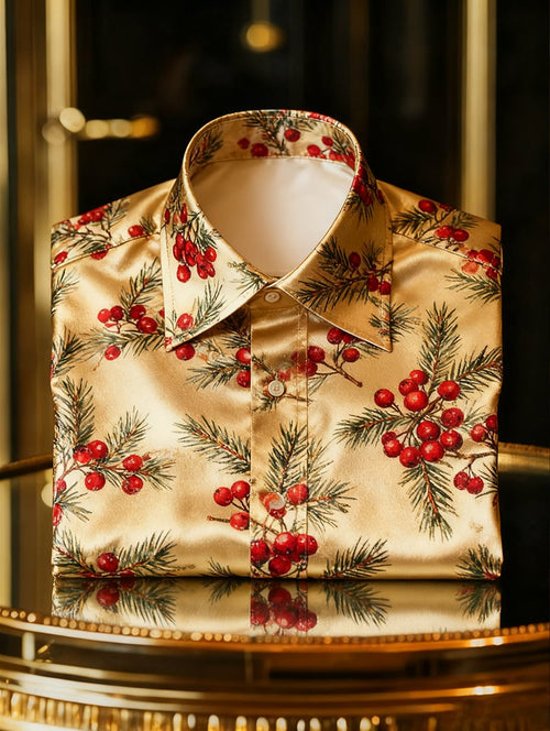 Men's  Christmas Long Sleeve Button-Down Shirt
