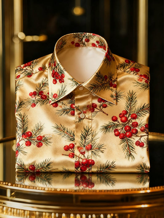 Men's  Christmas Long Sleeve Button-Down Shirt