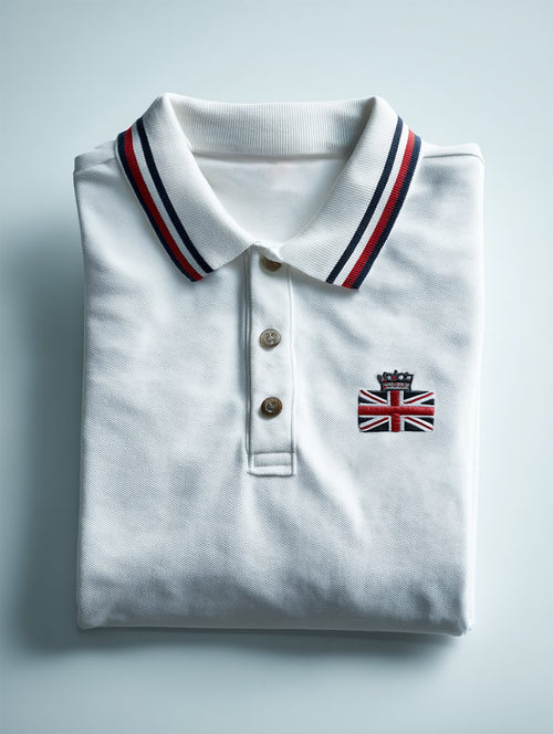 Men's Business Casual Union Jack Button Short Sleeve Polo Shirt