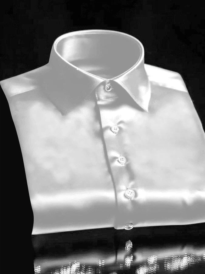 Men's Vintage Business Casual Printed Satin Long Sleeve Shirt