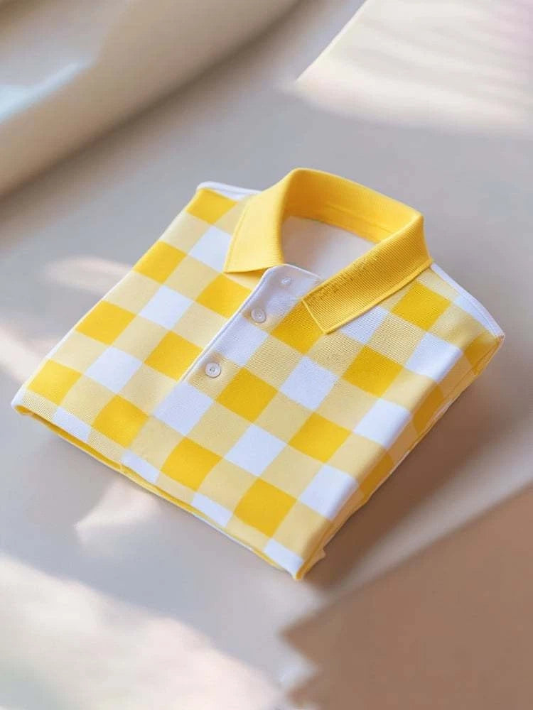 Men's Classic Business Logo Button Short Sleeve Polo Shirt