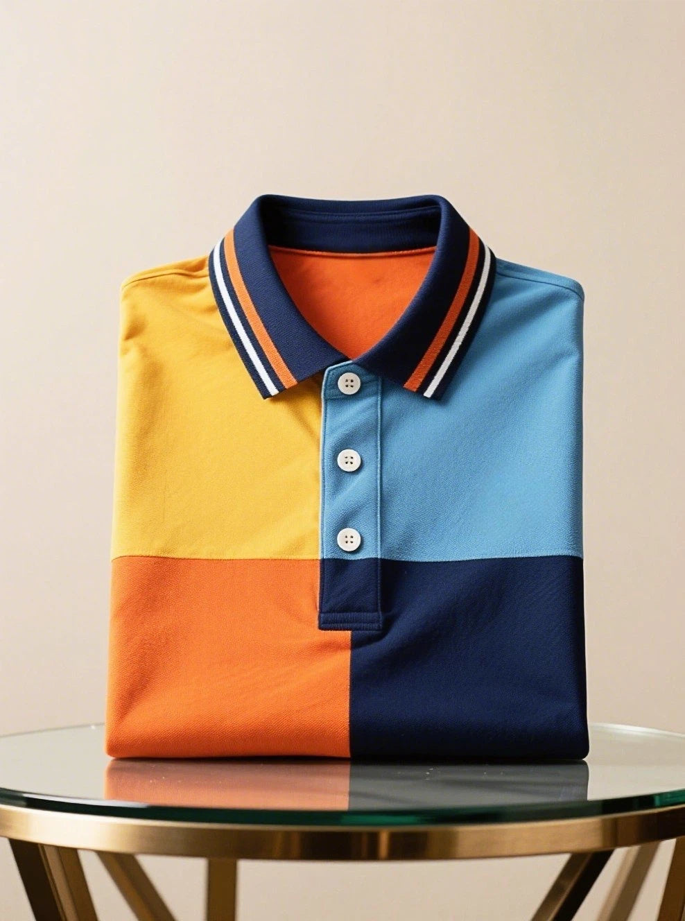 Men's Business Casual Button Short Sleeve Polo Shirt