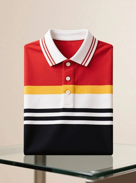Men's Business Casual Button Short Sleeve Polo Shirt