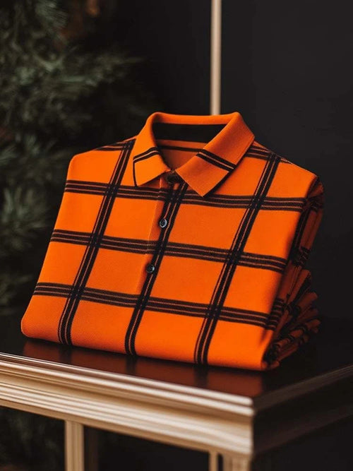 Men's Classic Business Logo Button Short Sleeve Polo Shirt