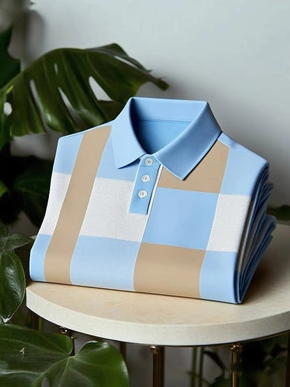 Men's Classic Business Logo Button Short Sleeve Polo Shirt