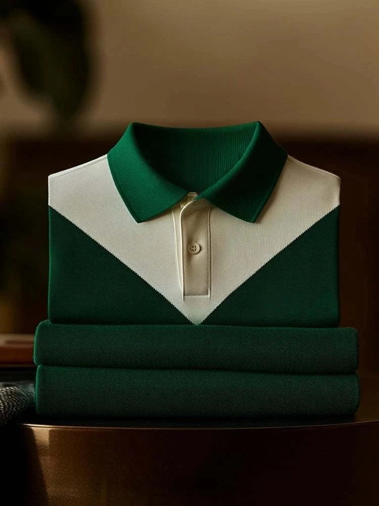 Men's Classic Business Logo Button Short Sleeve Polo Shirt