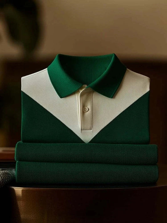 Men's Classic Business Logo Button Short Sleeve Polo Shirt