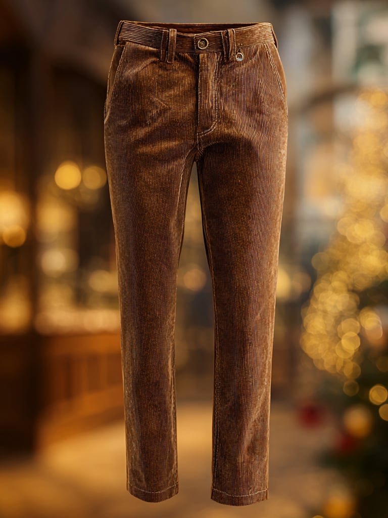 Men's Corduroy Retro Business Casual Brown Pants