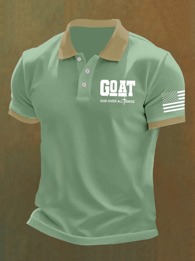 Men'S God Over All Things Print Casual Polo Shirt