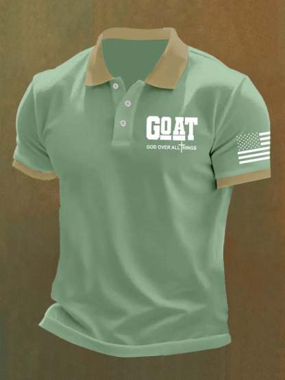 Men'S God Over All Things Print Casual Polo Shirt