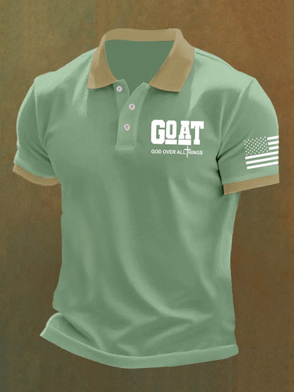 Men'S God Over All Things Print Casual Polo Shirt