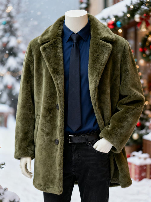 Men's flannel lapel overcoat