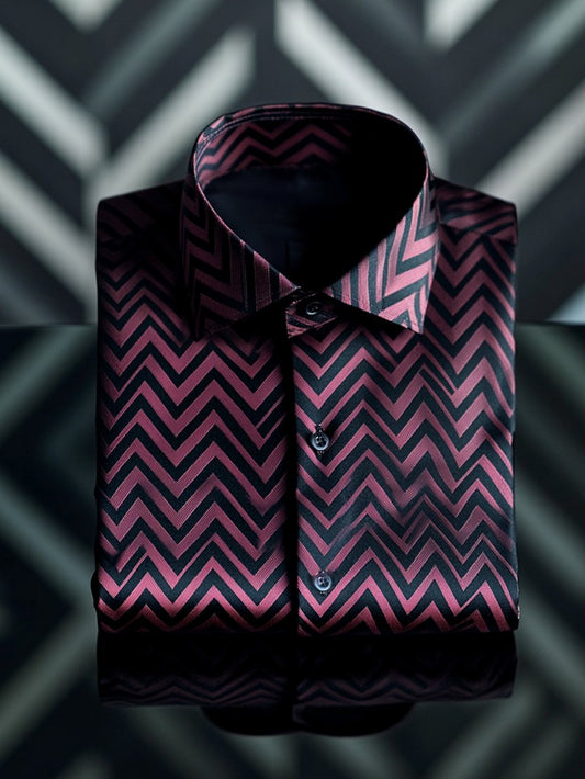 Men's Silk Stripe Luxury Business Long Sleeve Shirt
