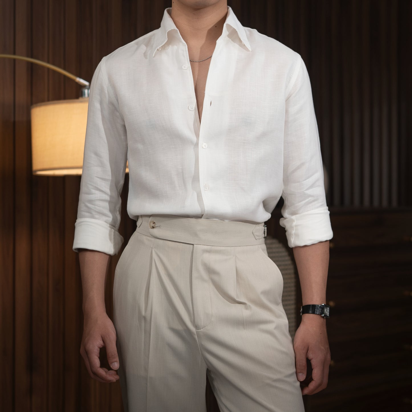Button-Down Linen Shirt Set