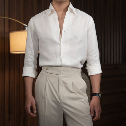 Button-Down Linen Shirt Set