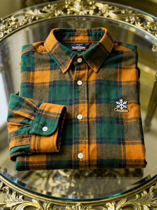 Men's Christmas Plaid Long Sleeve Shirt